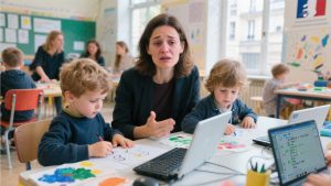 Programmer dès la maternelle : progrès éducatif ou menace pour l’enfance ? “Ils ont remplacé les cubes par du code, mon fils de 5 ans a des devoirs sur écran” AI Image – Programmer dès la maternelle : progrès éducatif ou menace pour l’enfance ? “Ils ont remplacé les cubes par du code, mon fils de 5 ans a des devoirs sur écran”